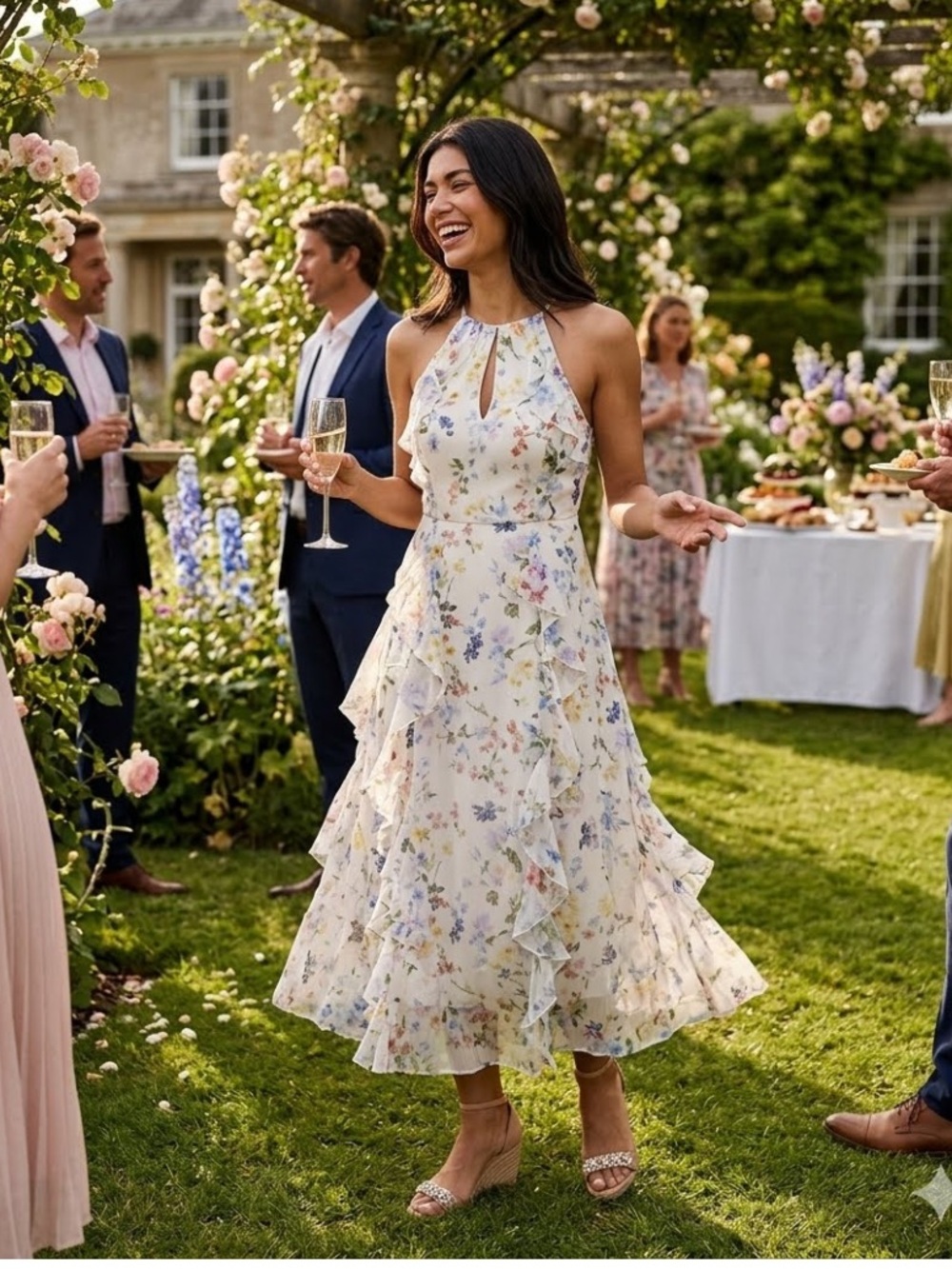 NWOT Ted Baker Lauriin Floral Halter Neck Dress Sz US 2 Or Ted Sz 0 - Picture 4 of 13